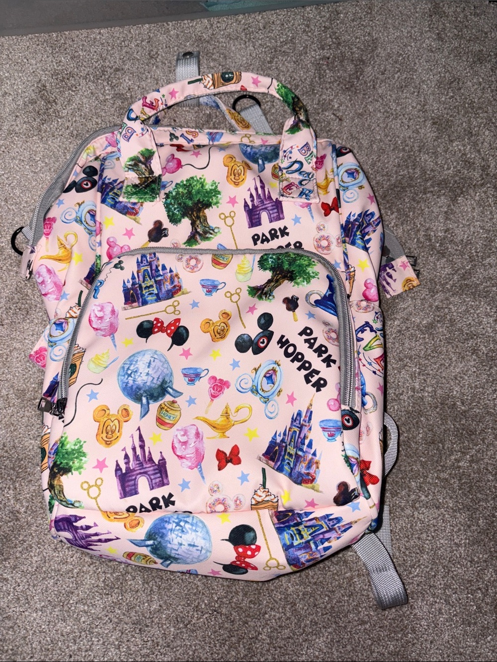 Disney Pink Multi-Icon Park Print Backpack